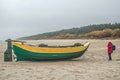 Old wooden clinker built fishboat in Jantar, northern Poland Royalty Free Stock Photo