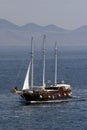 Old clipper sails somewhere on the adriatic sea