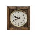 Old wooden clock isolated on white background. Royalty Free Stock Photo