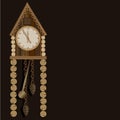 Old wooden clock with a pendulum Royalty Free Stock Photo