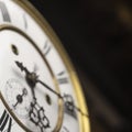 Old wooden clock with a pendulum hanging Royalty Free Stock Photo