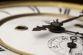 Old wooden clock with a pendulum hanging Royalty Free Stock Photo