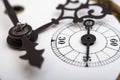 Old wooden clock with a pendulum hanging Royalty Free Stock Photo