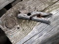 Old wooden clothespeg Royalty Free Stock Photo