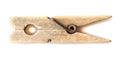 Old wooden clothespin on a white background Royalty Free Stock Photo