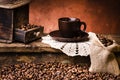 Still life, hot black coffee Royalty Free Stock Photo