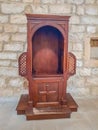 Old wooden confessional in the monastery of Iranzu, Navarre Royalty Free Stock Photo