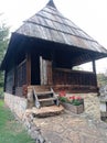 An old wooden cottage, rural household in Sebia