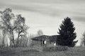 Old wooden destroyed house