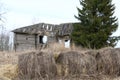 Old wooden destroyed house