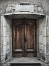 Old wooden door on building in old town of riga, Latvia