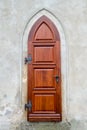 The old wooden door of the church. Rear entrance. Royalty Free Stock Photo