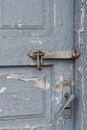 Old wooden door with clip hanging on latch . Set of backgrounds Royalty Free Stock Photo