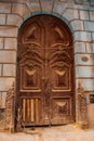 Old wooden door closeup on the street. Havana. Cuba