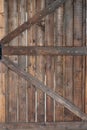 Old wooden door, closeup. Traditional wooden door. Old rustic wooden surface with planks. Old wooden plank board wall Royalty Free Stock Photo