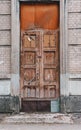 Old wooden door in fake paint