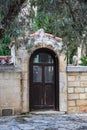 Old Wooden Door in Historic Monastery,Monastery of St. Neophyte,Tala Village, Cyprus Royalty Free Stock Photo