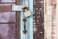 Old wooden door and key Royalty Free Stock Photo