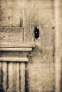 Old wooden door with key hole. Royalty Free Stock Photo