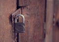 Old wooden door with key lock Royalty Free Stock Photo