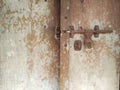 Old wooden door with latch.