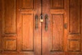 Old wooden door with lock. positive thinking concept. safety and Royalty Free Stock Photo