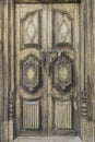 Old wooden door from medieval era found in Alsace region of Fran Royalty Free Stock Photo