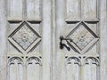 Old wooden door ornaments Royalty Free Stock Photo