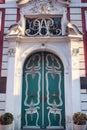 Old wooden door with ornaments Royalty Free Stock Photo