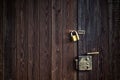 Old wooden door with padlock Royalty Free Stock Photo