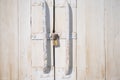 old wooden door with padlock Royalty Free Stock Photo