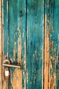 Old wooden door painted green