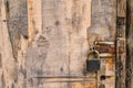 Old wooden door with rusty latch Royalty Free Stock Photo