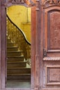 Old wooden door and staircase, Havana, Cuba Royalty Free Stock Photo