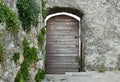 Old wooden door in a stone arch Royalty Free Stock Photo