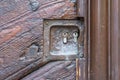 Old wooden door with two locks Royalty Free Stock Photo