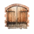 old wooden door with wrought iron elements isolated on white background Royalty Free Stock Photo
