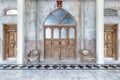 Old wooden doors in a church background. Royalty Free Stock Photo