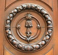 Old wooden doors. Detail of the decor.