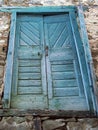 Old Wooden Doors With Faded Blue Paint, Greece