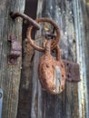 Doors locked with rusty padlock Royalty Free Stock Photo