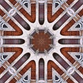 Old wooden doors seen through kaleidoscope