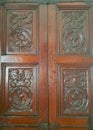 Old wooden doors from times of Sir Francis drake Royalty Free Stock Photo
