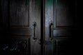 Old wooden doors to dark Royalty Free Stock Photo
