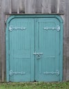 Old wooden double blue doors Royalty Free Stock Photo