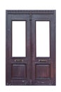 Old wooden double door isolated