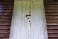 Old wooden entry doors low down view.