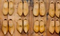 Old wooden dutch clogs on in house Royalty Free Stock Photo