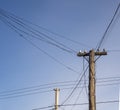 Old wooden electrical utility pole