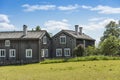 Old wooden farm buildings Halsingland Sweden Royalty Free Stock Photo